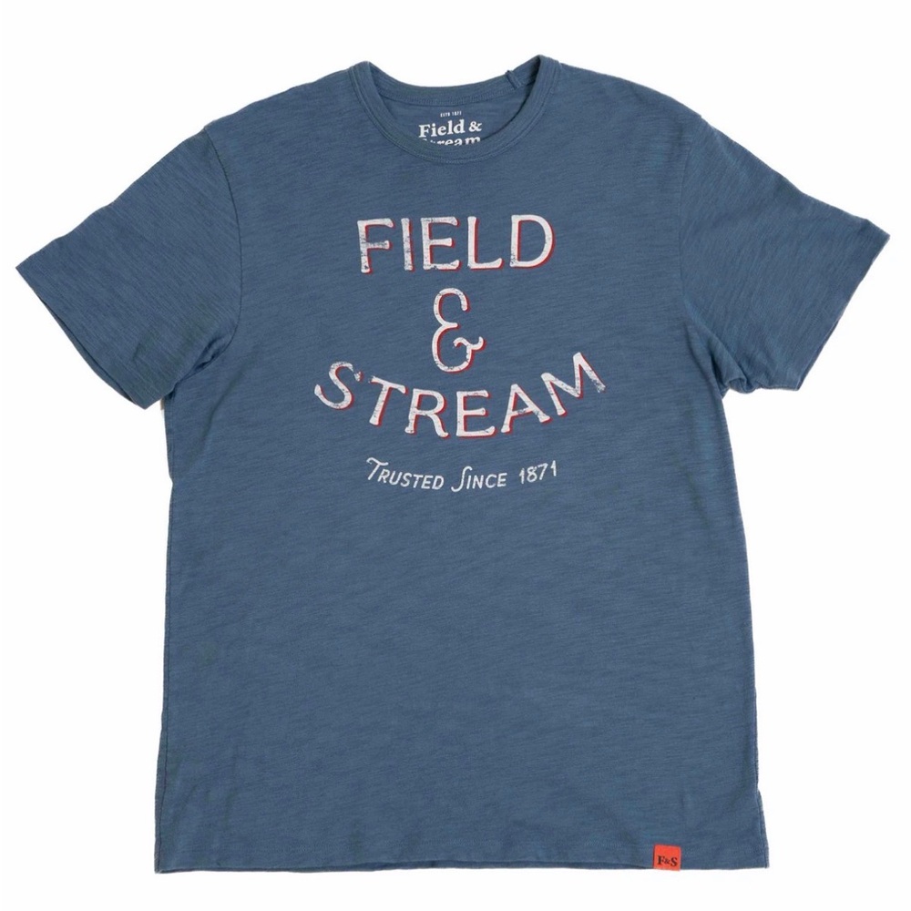 Field & Stream Stock & Trade Logo blue cotton TShirt